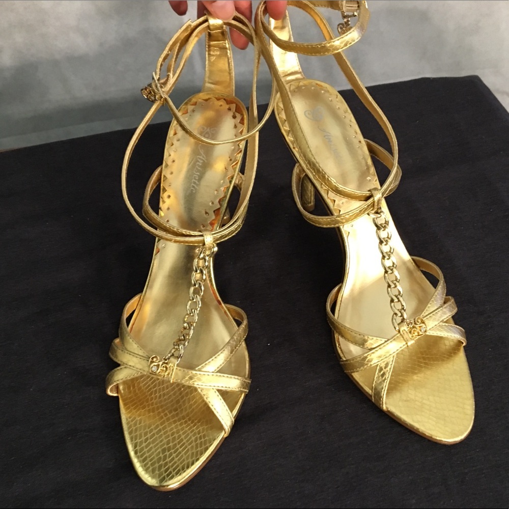Gold Anisette  Open Toed Heels